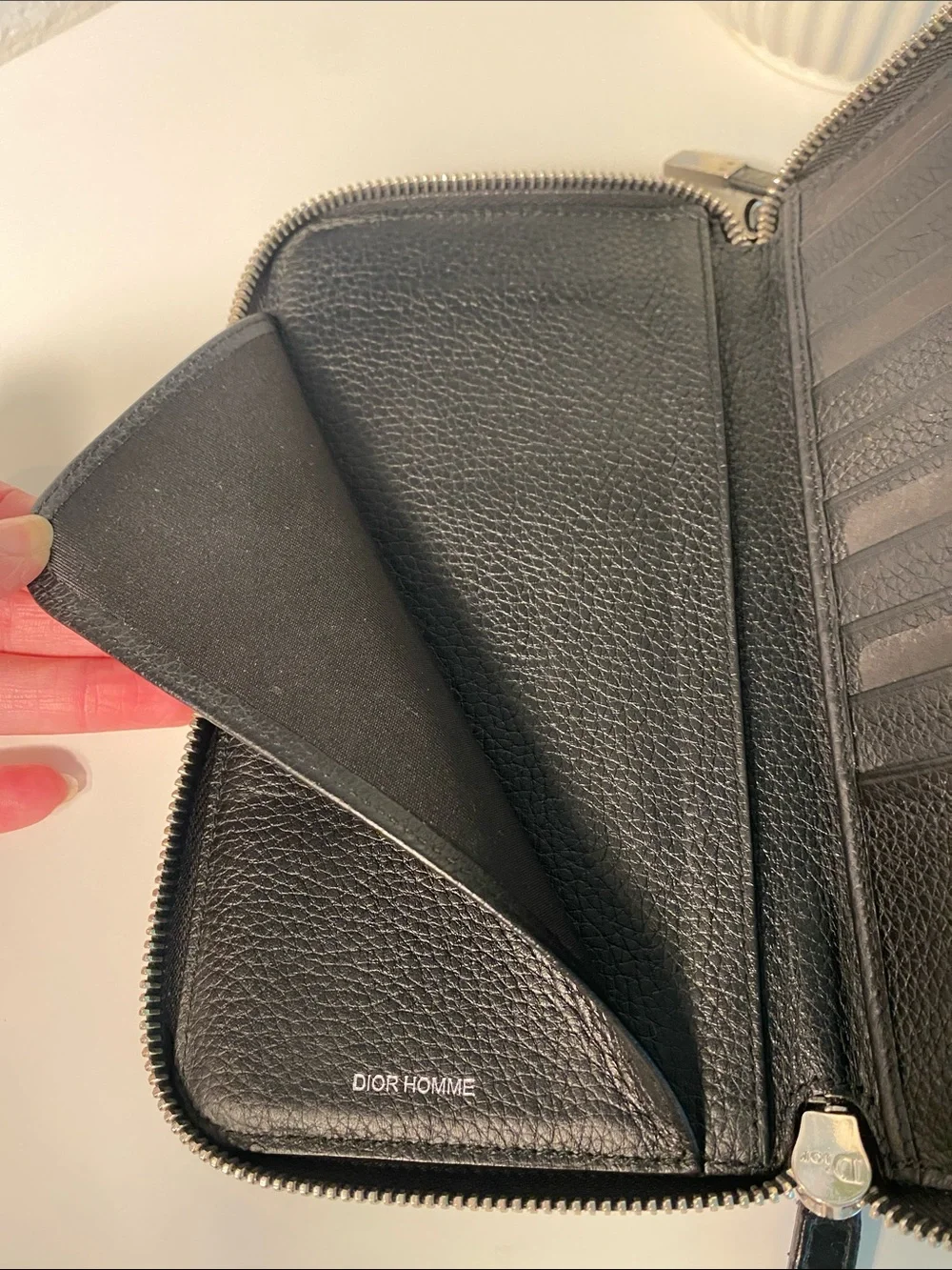 DIOR HOMME Grained Leather Double Zip Travel Organizer